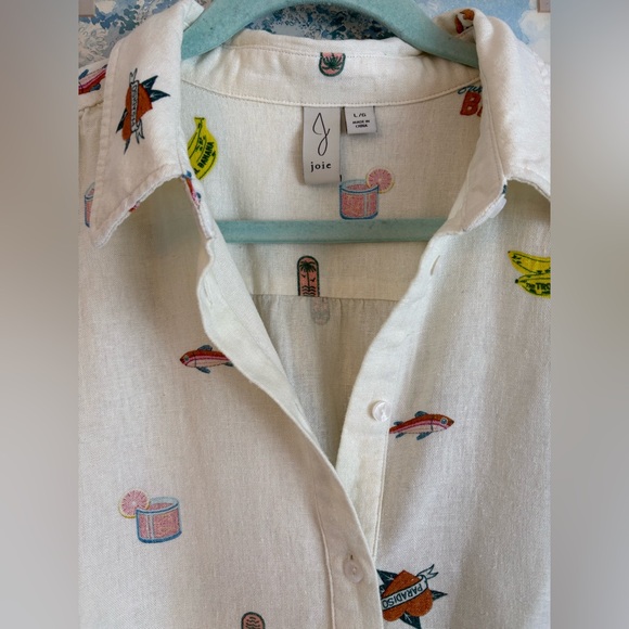 Joie Cream Dress with Nautical Accents and Rope Belt Size Large - Picture 5 of 8